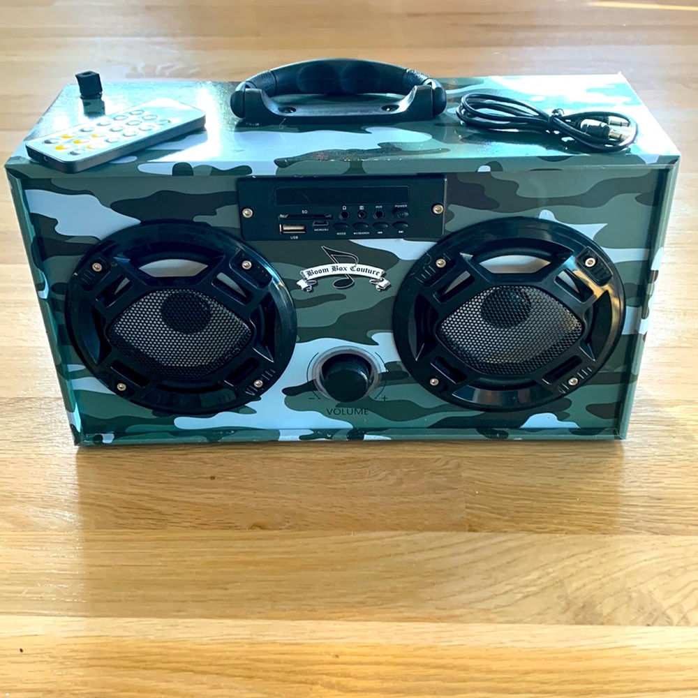 Boom Box Couture Camo sound system